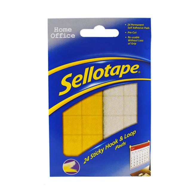 Sellotape Sticky Hook & Loop Pads Permanent 20mm 24 Pack-Marston Moor