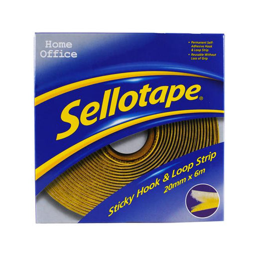 Sellotape Sticky Hook & Loop Strip Permanent 20mm x 6M-Marston Moor