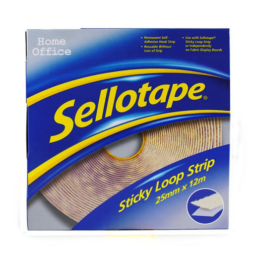 Sellotape Sticky Loop Strip Permanent 25mmx x 12M-Marston Moor