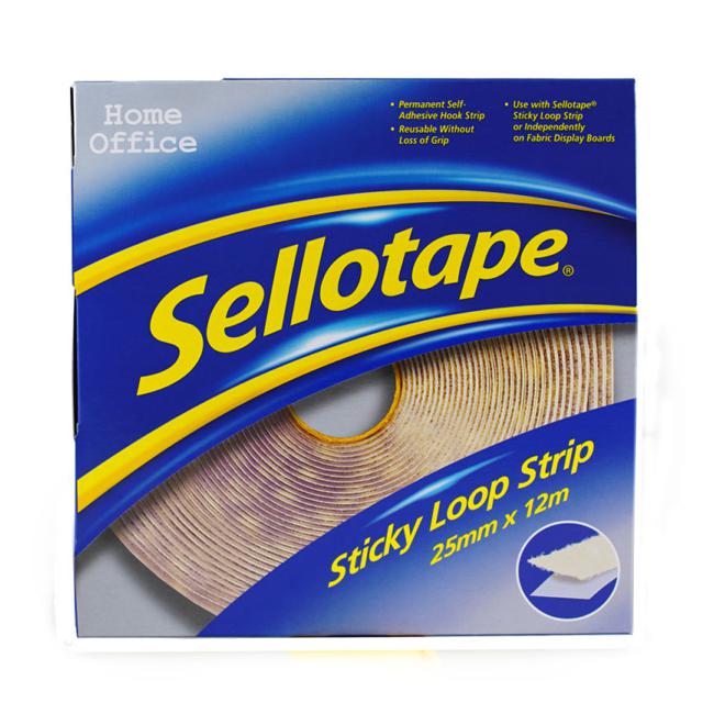 Sellotape Sticky Loop Strip Permanent 25mmx x 12M-Marston Moor
