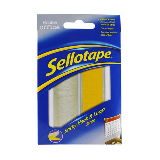 Sellotape Sticky Hook & Loop Strip Permanent 20mm x 450mm-Marston Moor
