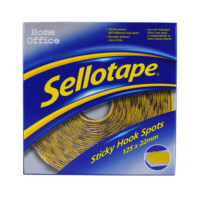 Sellotape Sticky Hook Spots Permanent 22mm 125 Pack-Marston Moor