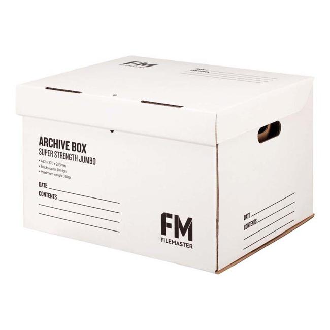 FM Box Archive Jumbo Box Super Strength White 432x370x286mm Inside Measure