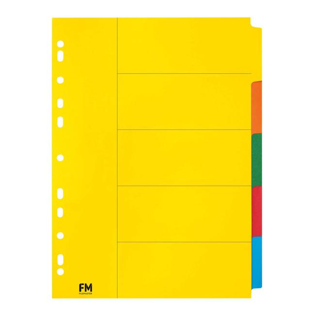 FM Indices A4 5 Tab Coloured Cardboard