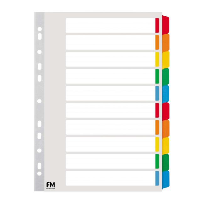 FM Indices A4 10 Tab Colour Reinforced Cardboard