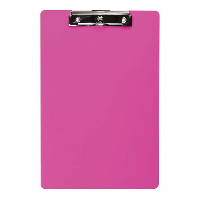 FM Clipboard Neon Pink Foolscap Transparent Plastic