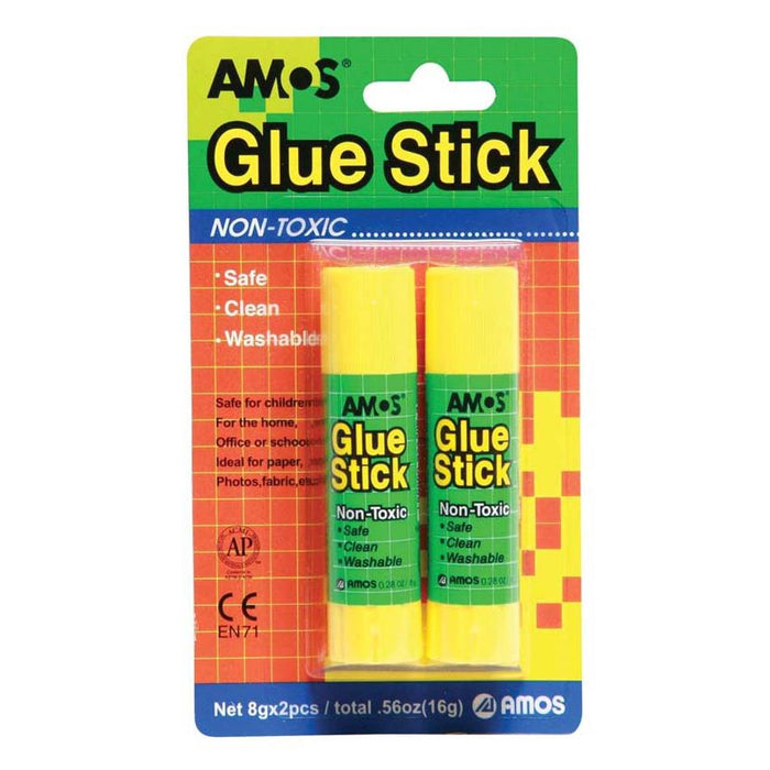 Amos Glue Stick 8gm 2 Pack Hangsell 200004