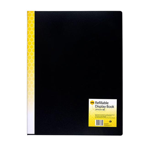 Marbig refillable display book a3 20 pockets black-Marston Moor