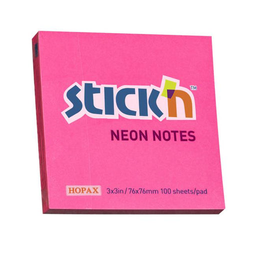 Stick’n Note 76x76mm 100 Sheet Neon Magenta-Marston Moor