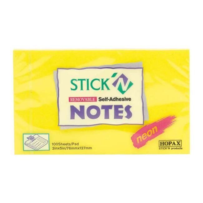 Stick'n Notes 76x127mm 100 Sheet Neon Lemon-Marston Moor