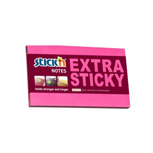 Stick’n Note Extra Sticky 76x127mm 90 Sheet Neon Magenta-Marston Moor