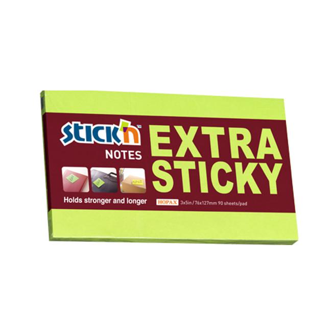 Stick’n Note Extra Sticky 76x127mm 90 Sheet Neon Green-Marston Moor