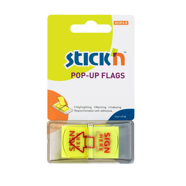 Stick’n Pop Up Flags Sign Here Yellow 45x25mm 50 Sheets-Marston Moor