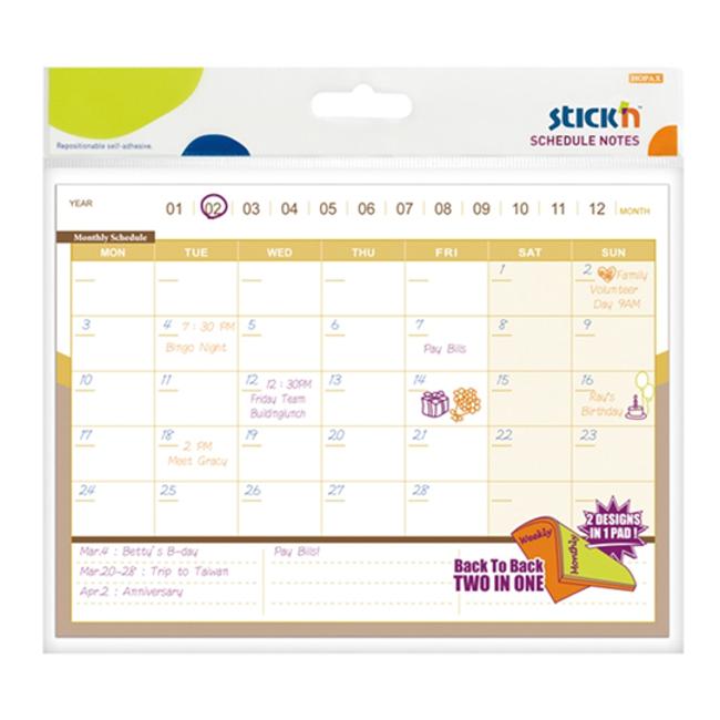 Stick’n Schedule D/S Notes Monthly/Weekly 150x203mm 40 Sheets-Marston Moor