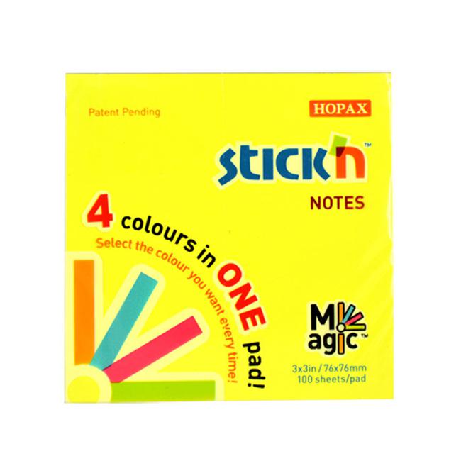 Stick’n Notes Magic Pad Neon 76x76mm 100 Sheets 4 Colours-Marston Moor