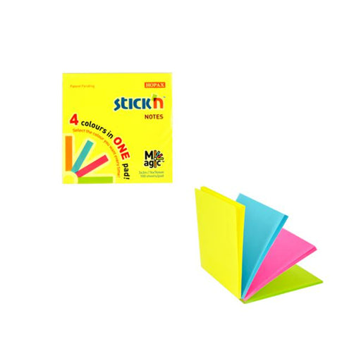 Stick’n Notes Magic Pad Neon 76x76mm 100 Sheets 4 Colours-Marston Moor