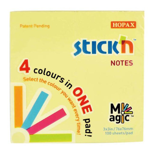 Stick’n Notes Magic Pad Pastel 76x76mm 100 Sheets 4 Colours-Marston Moor