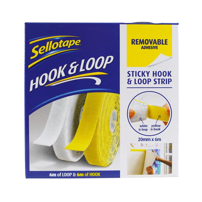 Sellotape Sticky Hook & Loop Strip Removable 20mm x 6m-Marston Moor
