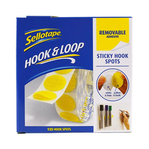 Sellotape Sticky Hook Spots Removable 22mm 125 Pack-Marston Moor