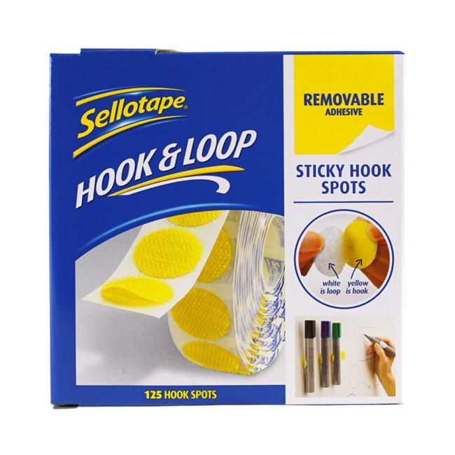 Sellotape Sticky Hook Spots Removable 22mm 125 Pack-Marston Moor