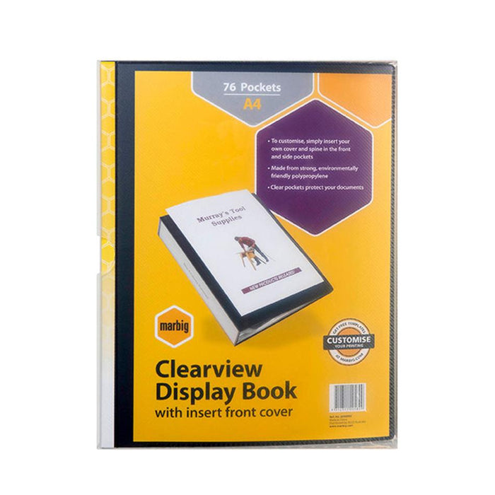 Marbig Clearview Non-Refillable Display Book 76 Pocket Black 2058002