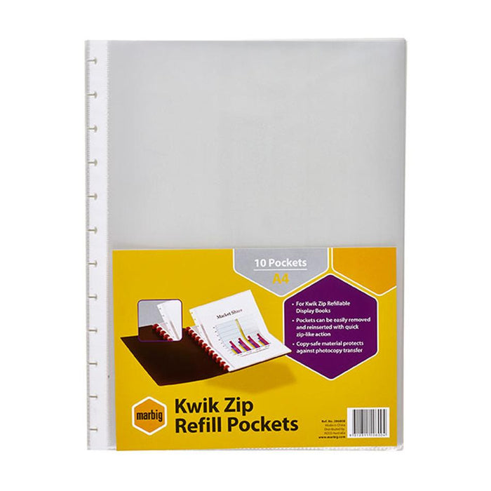 Marbig Kwik Zip Display Book Refills Pack Of 10 206000