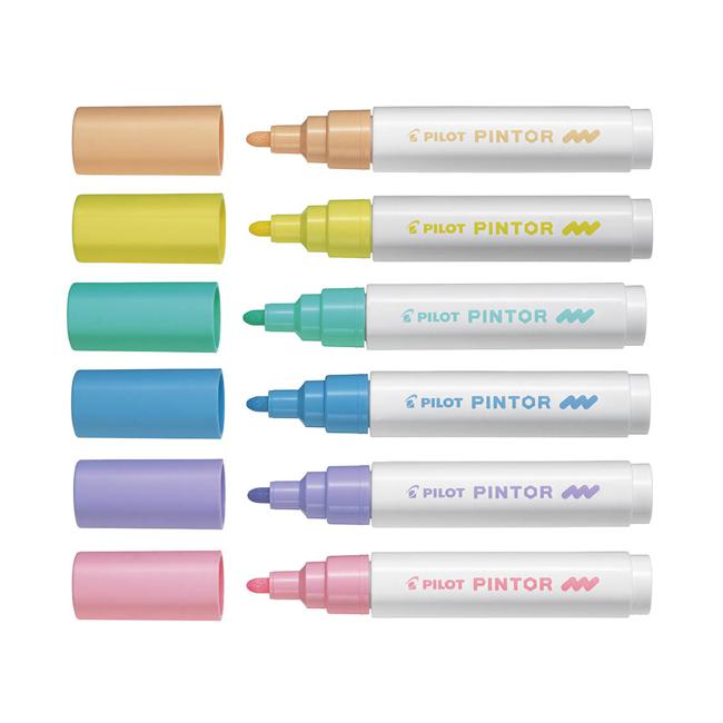 Pilot Pintor Marker Medium Asstd. Pastel 6Pk-Marston Moor