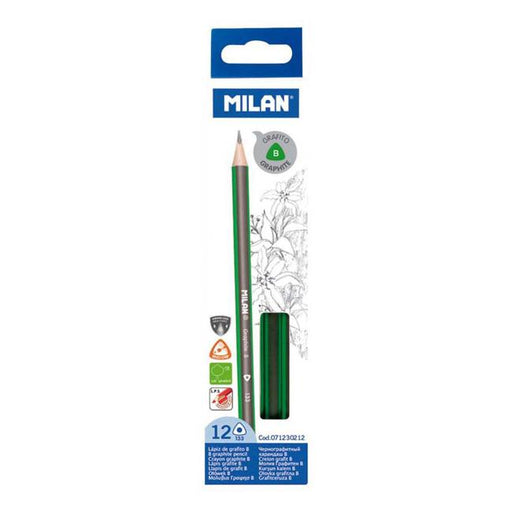 Milan Graphite Pencils B Pack 12 Triangular-Marston Moor
