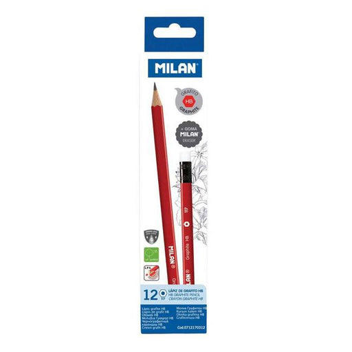 Milan Graphite Pencils HB With Eraser Pack 12 Triangular-Marston Moor