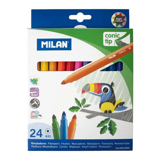 Milan Markers Conic Tip Pack 24 Assorted Colours-Marston Moor