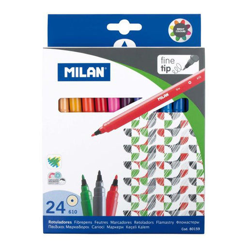 Milan Markers Fine Tip Pack 24 Assorted Colours-Marston Moor