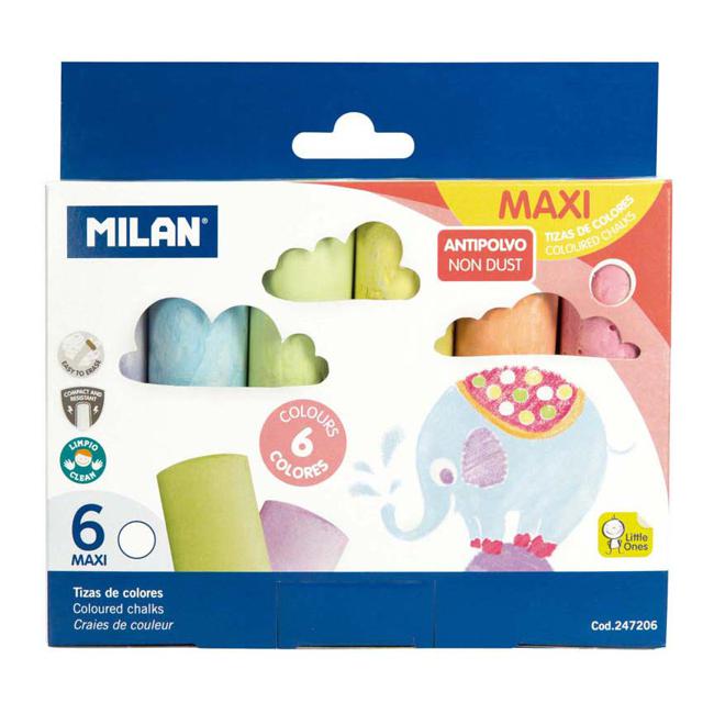 Milan Non Dust Maxi Chalk Pack 6-Marston Moor