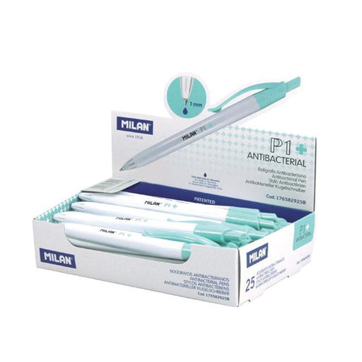 Milan P1 Antibacterial Ballpoint Pens Blue Ink 1 Piece-Marston Moor