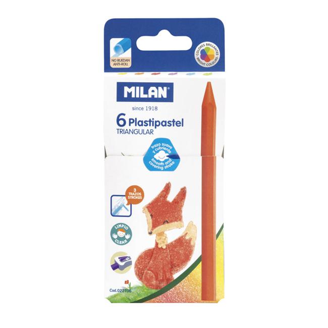 Milan Plastipastel Triangular Pack 6 Assorted Colours-Marston Moor