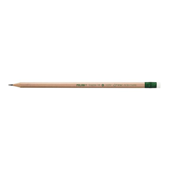 Milan HB Pencil with Eraser Pack 12 Hexagonal-Marston Moor