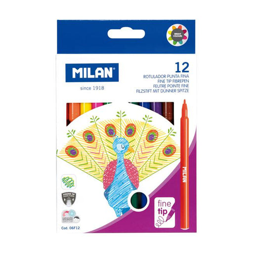 Milan Markers Value Fine Tip Pack 12 Assorted Colours-Marston Moor
