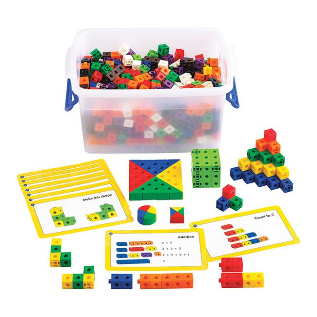 EDX Linking Cube Set 504Pcs With 42 Activity Cards 400 Cubes 50 Triangles 50 Quad