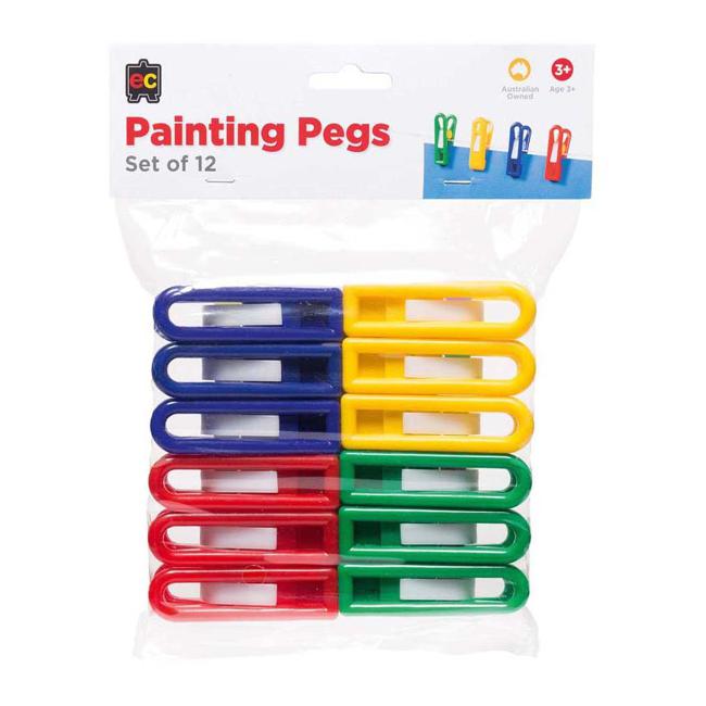 EC Pegs Plastic Painting 12 Pack Assorted