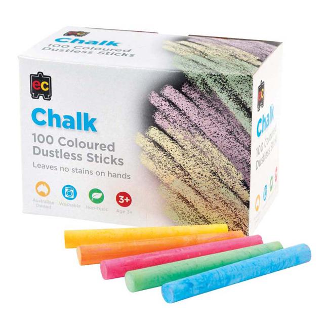 EC Dustless Chalk Coloured Box 100