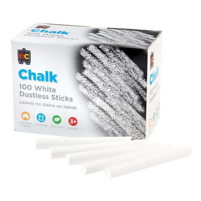 EC Dustless Chalk White Box 100
