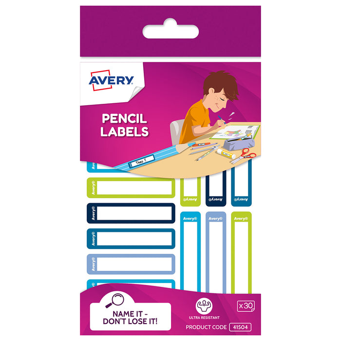 Avery Kids Pencil Labels 30 Pack Blue/Green 231493