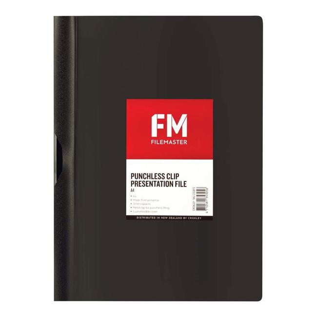 FM Clipfile Punchless Black A4 3mm Polyprop