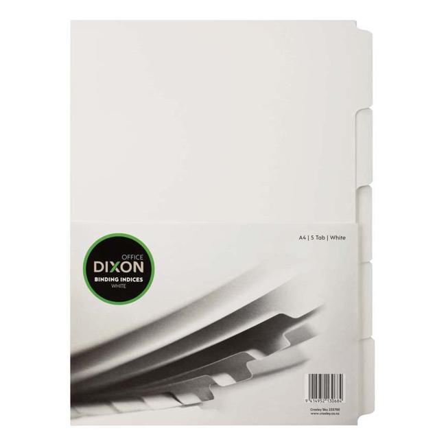 Dixon Binding Indices A4 White 5 Tab
