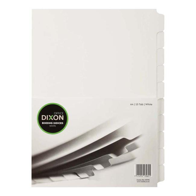 Dixon Binding Indices A4 White 10 Tab