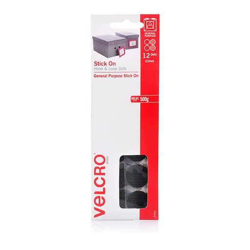 Velcro brand stick on hook & loop dots 12 dots 22mm black-Marston Moor