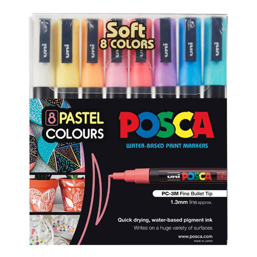 Uni Posca Marker 0.9-1.3mm 8 Piece Soft Colours PC-3M-Marston Moor