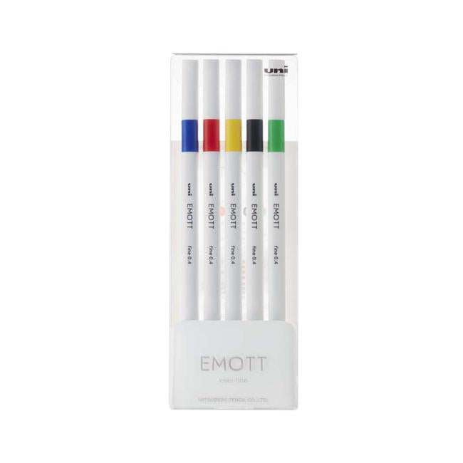 Uni Emott Everfine Fineliners 0.4mm No.1 Assorted 5 Pack-Marston Moor