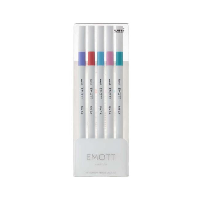 Uni Emott Everfine Fineliners 0.4mm No.5 Assorted 5 Pack-Marston Moor