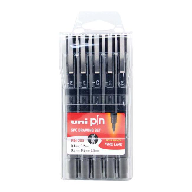 Uni Pin Fineline Permanent Drawing Set 5 Piece-Marston Moor