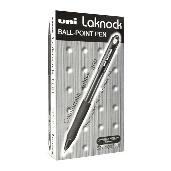 Uni Laknock 1.0mm Retractable Medium Black SN-100-Marston Moor